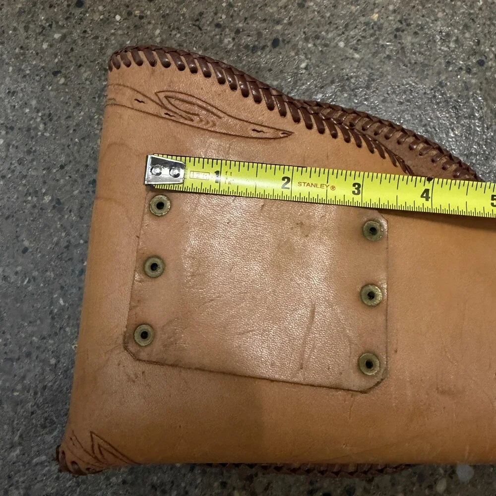 Leather Field Revolver Holster Belt OWB Brown Floral Tooled Hunting LB Initials